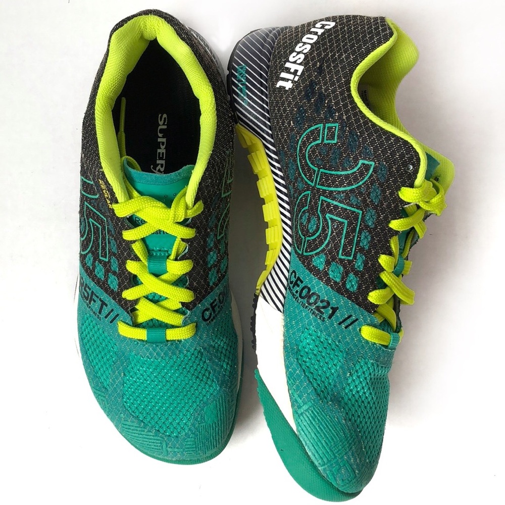 Reebok Teal Black Neon Yellow CrossFit Training Sneakers